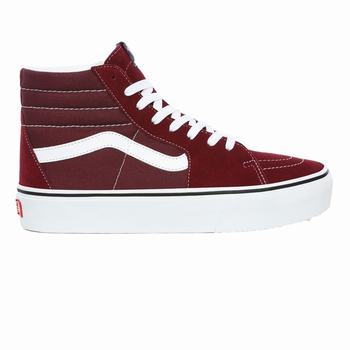 Damske Kotnikove Tenisky Vans SK8-Hi Platform 2.0 Bordove/Biele VA14YMPNH